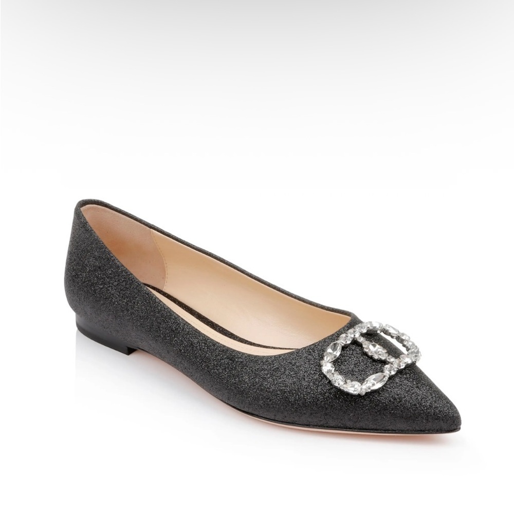 Dee Ocleppo Ballerina glitter-detail leather flats size 8.5 brand new condition